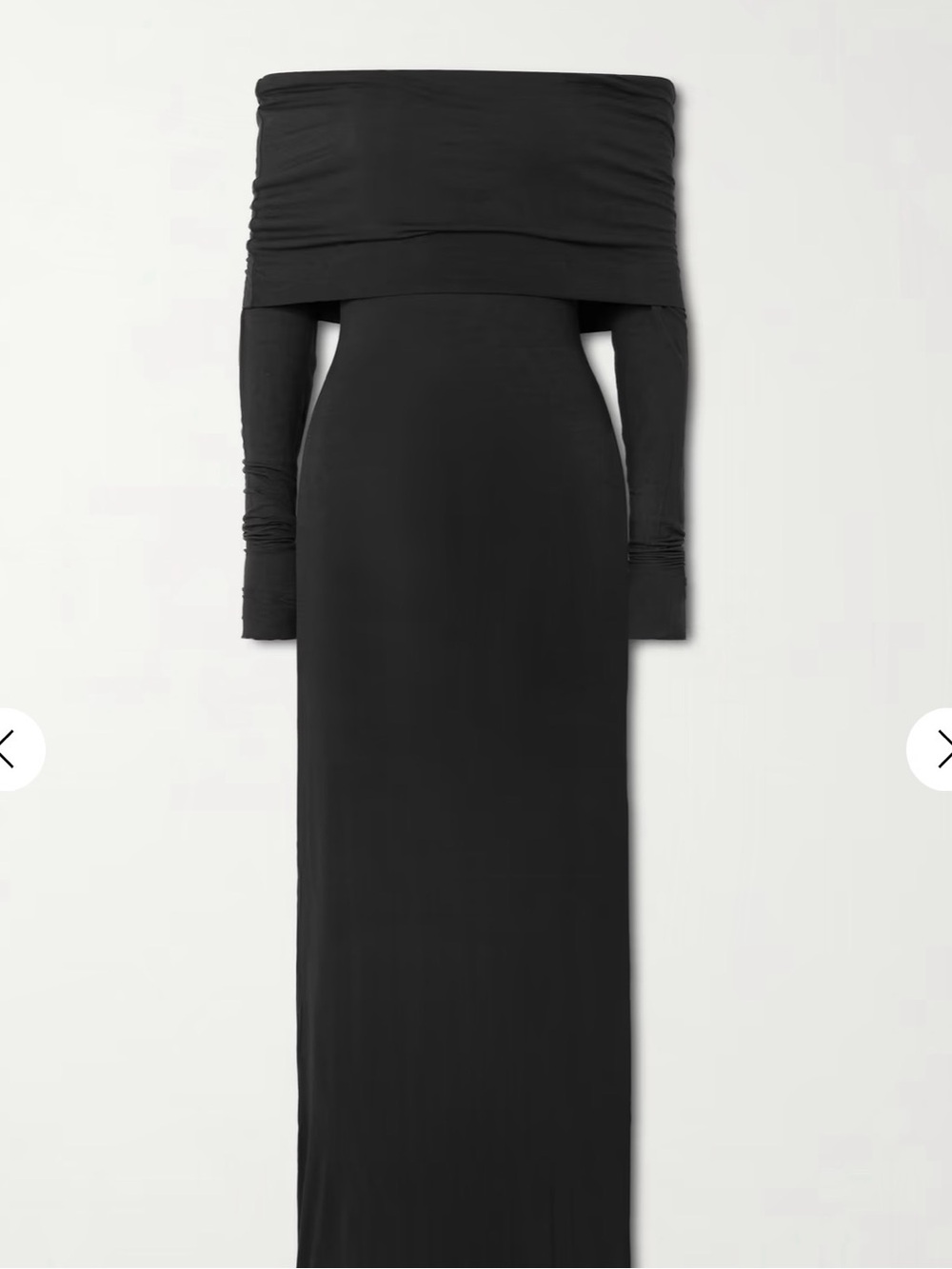Off-Shoulder Long Sleeve Black Maxi Dress